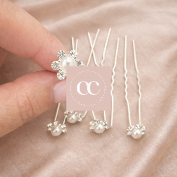Single Pin Pearl Flower - Silver